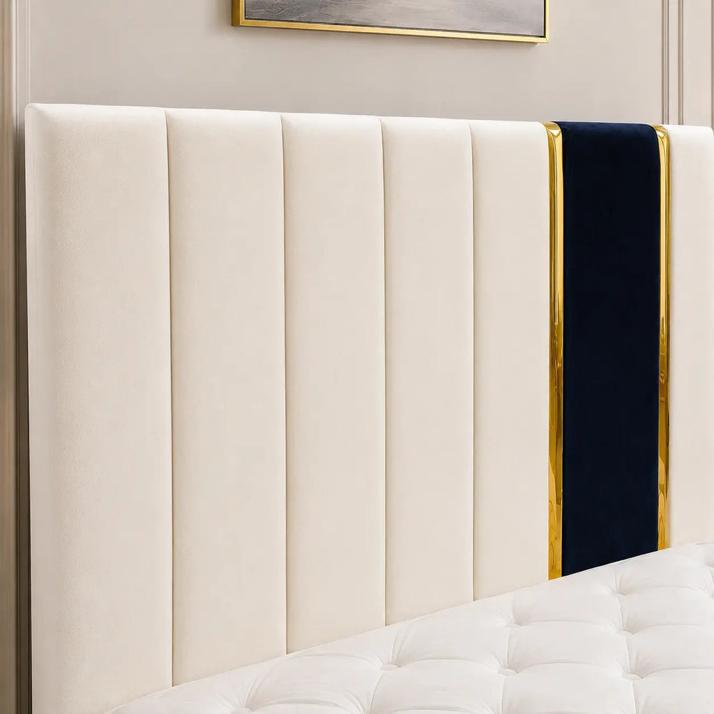 Elara dual colour bed frame with upholstered headboard and footboard