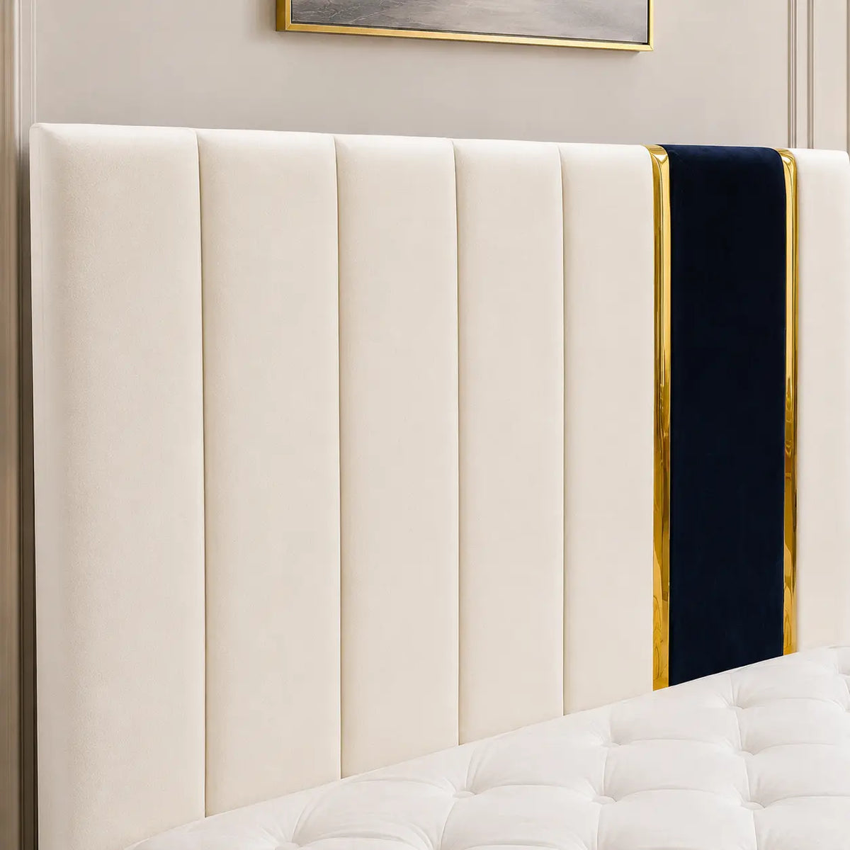 Elara dual colour bed frame with upholstered headboard and footboard