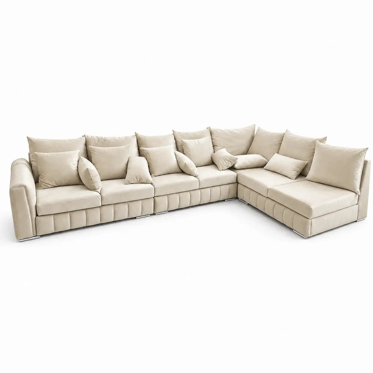 Arlo Open-End Corner Sofa – Plush Velvet - Nice Beds