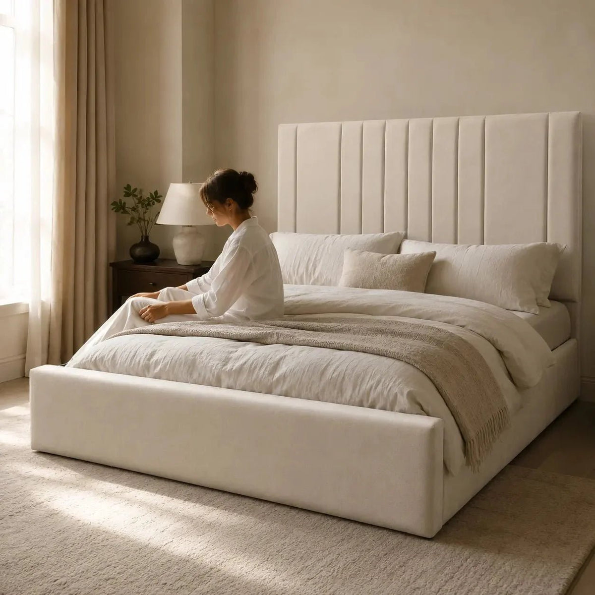 Aurelle Vertical Panel Gas Lift Storage Bed - Nice Beds