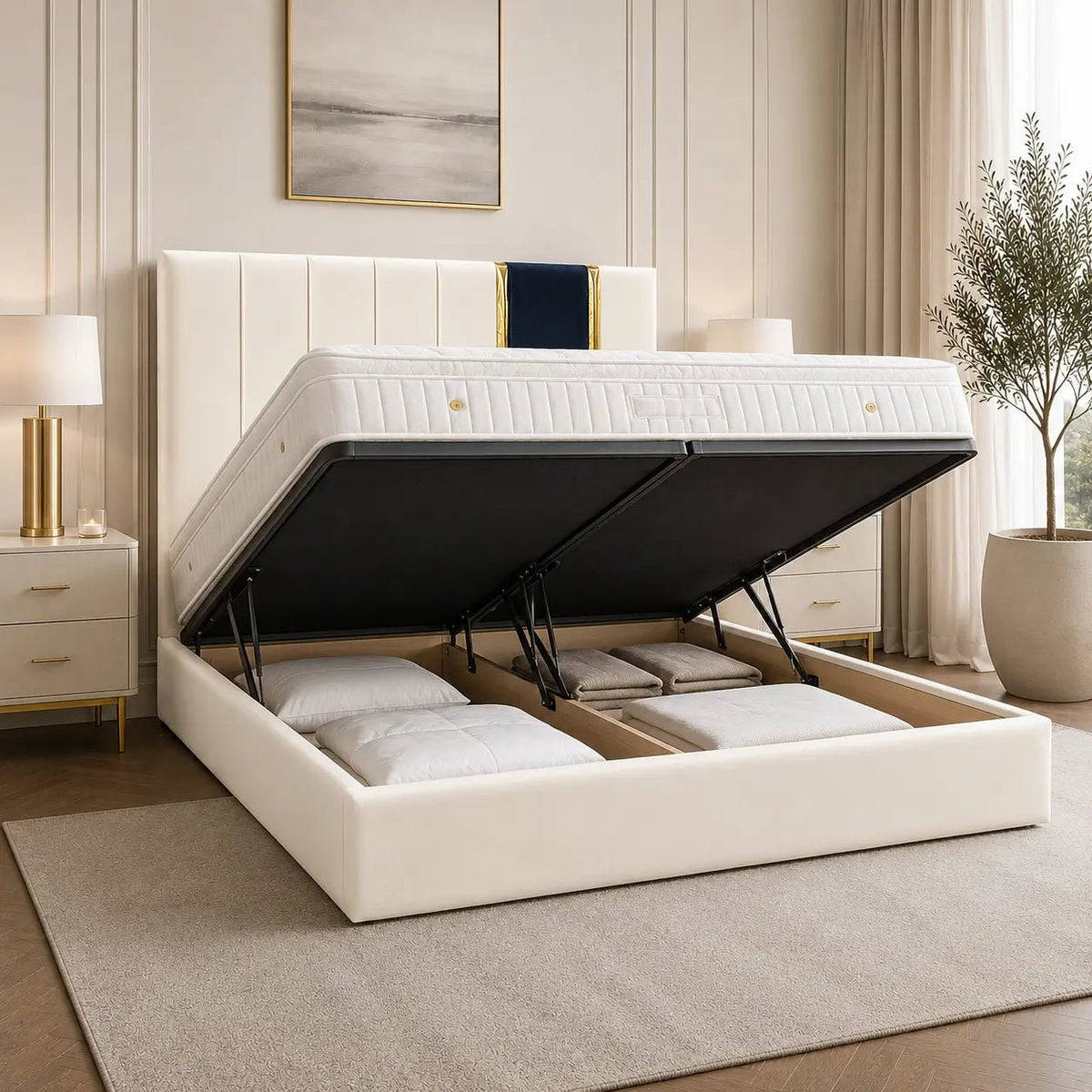 Elara Two-Tone Ottoman Storage Bed - Nice Beds