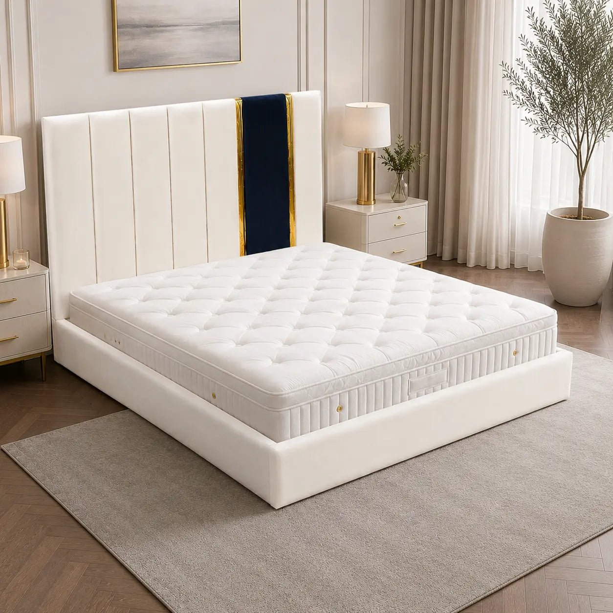 Elara Two-Tone Panel Bed Frame - Nice Beds