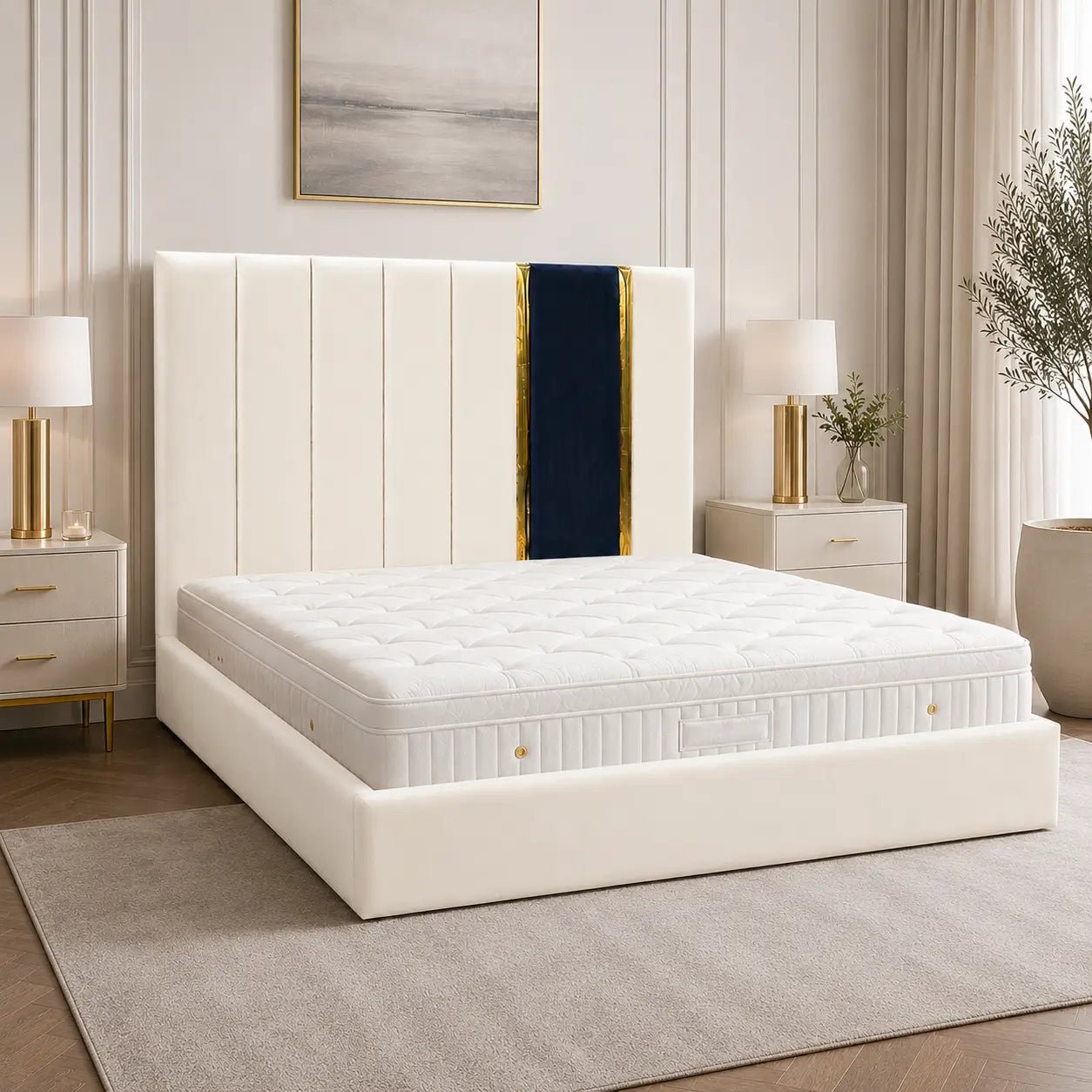 Elara Two-Tone Panel Bed Frame - Nice Beds