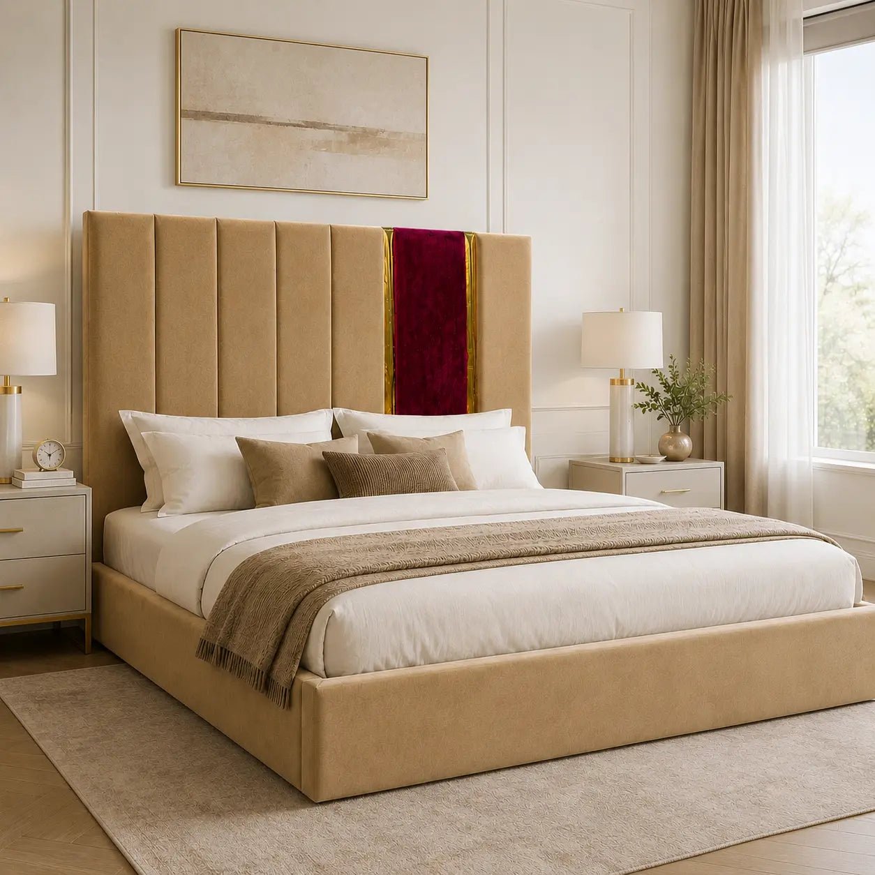 Elara Two-Tone Panel Bed Frame - Nice Beds