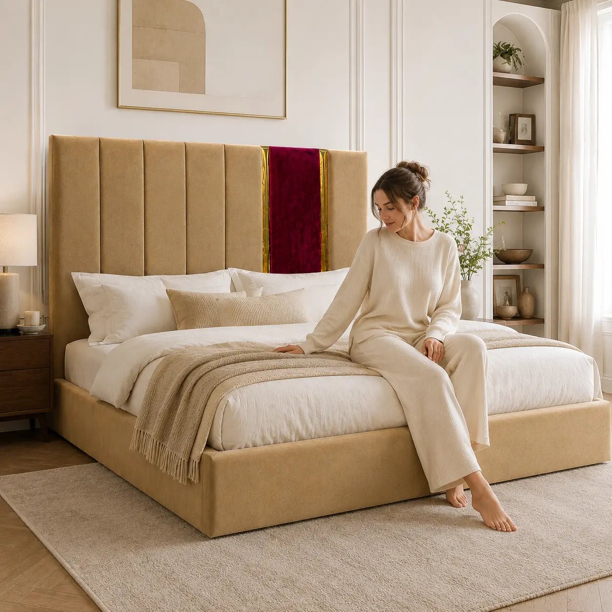 Elara Two-Tone Panel Bed Frame - Nice Beds