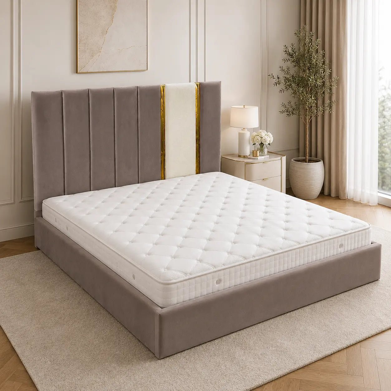 Elara Two-Tone Panel Bed Frame - Nice Beds