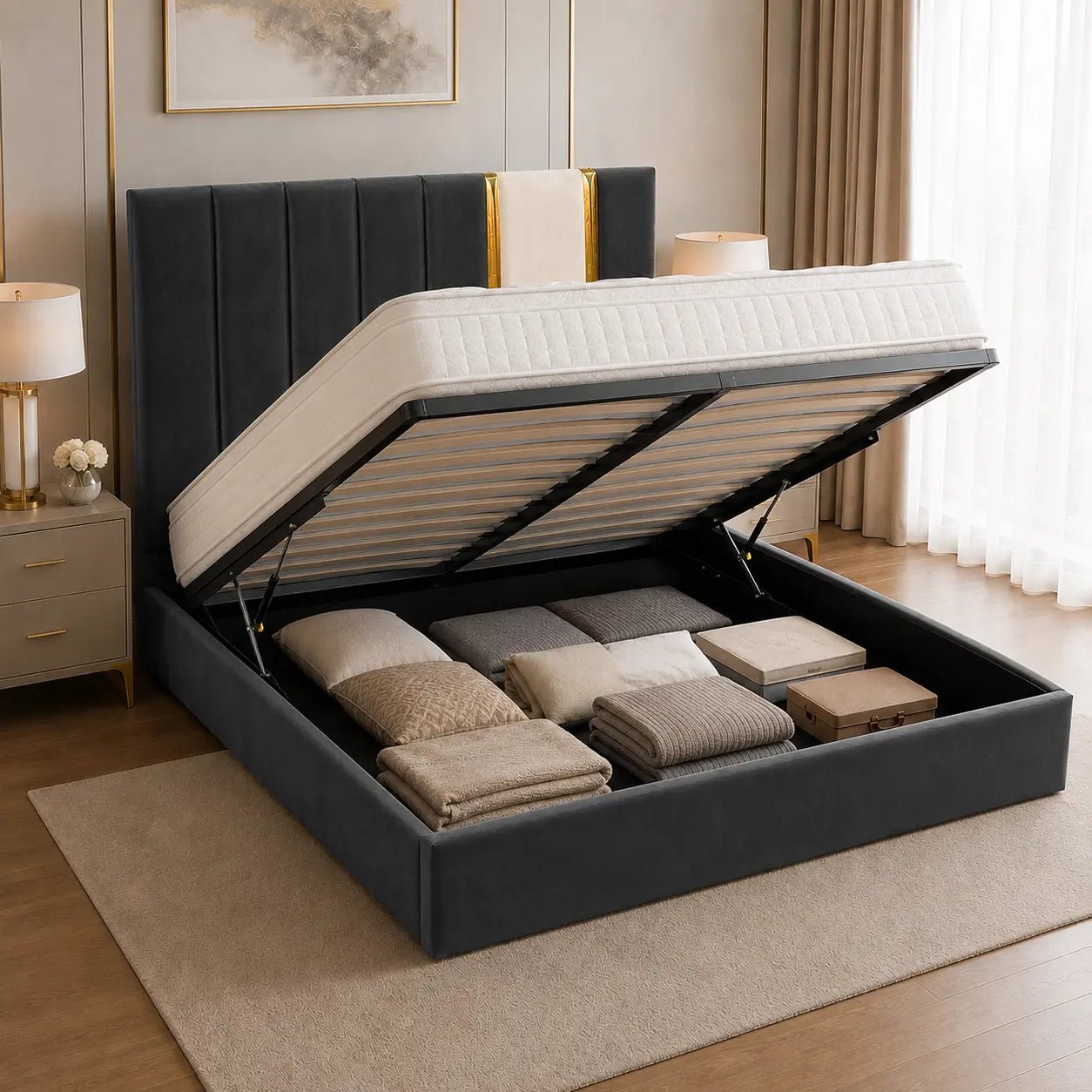 Elara Two-Tone Panel Bed Frame - Nice Beds