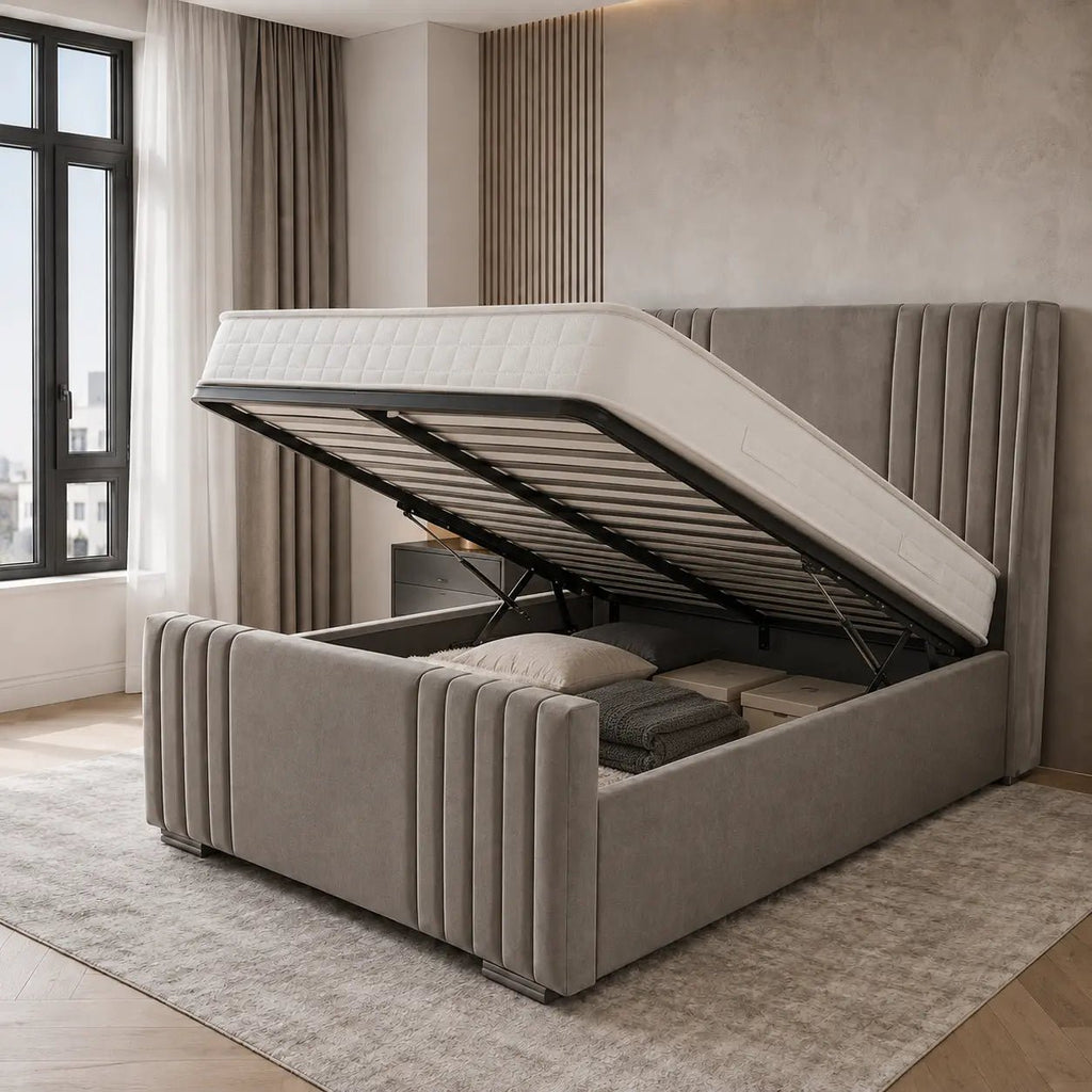 Kensington Luxe Panel Bed Frame with Optional Ottoman Storage - Nice Beds