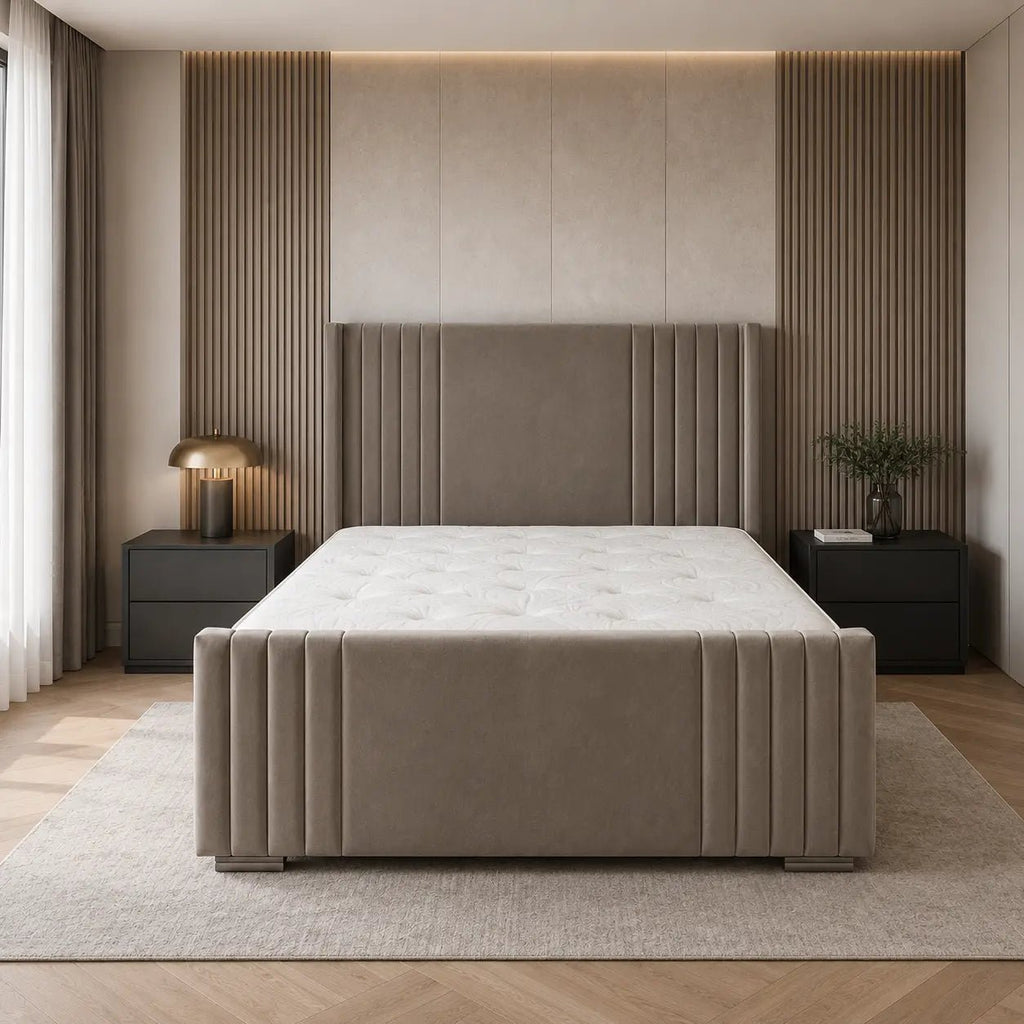 Kensington Luxe Panel Bed Frame with Optional Ottoman Storage - Nice Beds