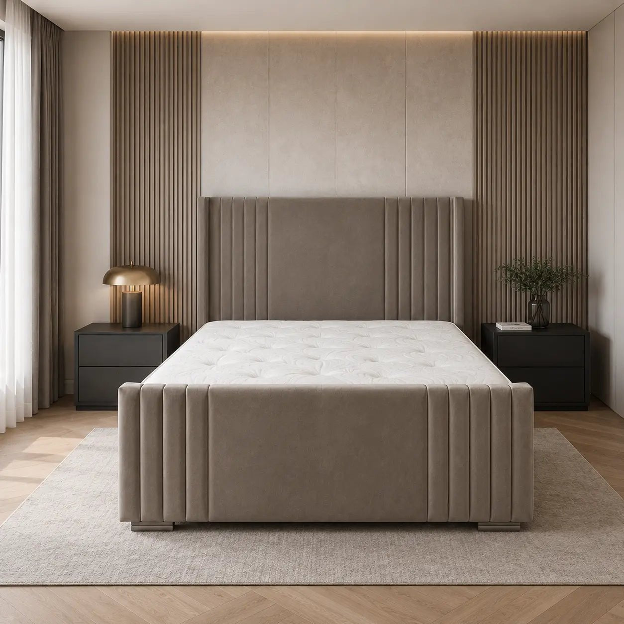 Kensington Luxe Panel Bed Frame with Optional Ottoman Storage - Nice Beds