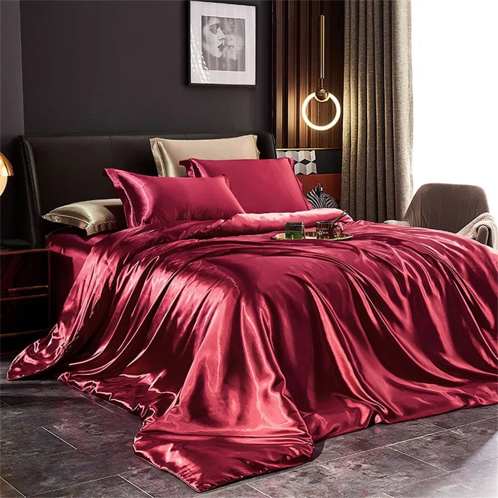 Luxury Satin Bedding Set with Duvet Cover & Pillowcases - Nice Beds
