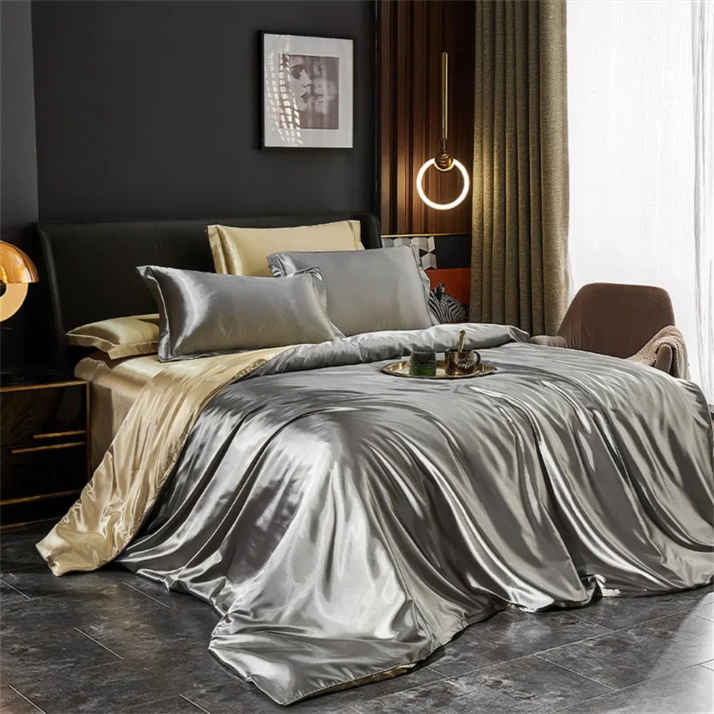 Luxury Satin Bedding Set with Duvet Cover & Pillowcases - Nice Beds