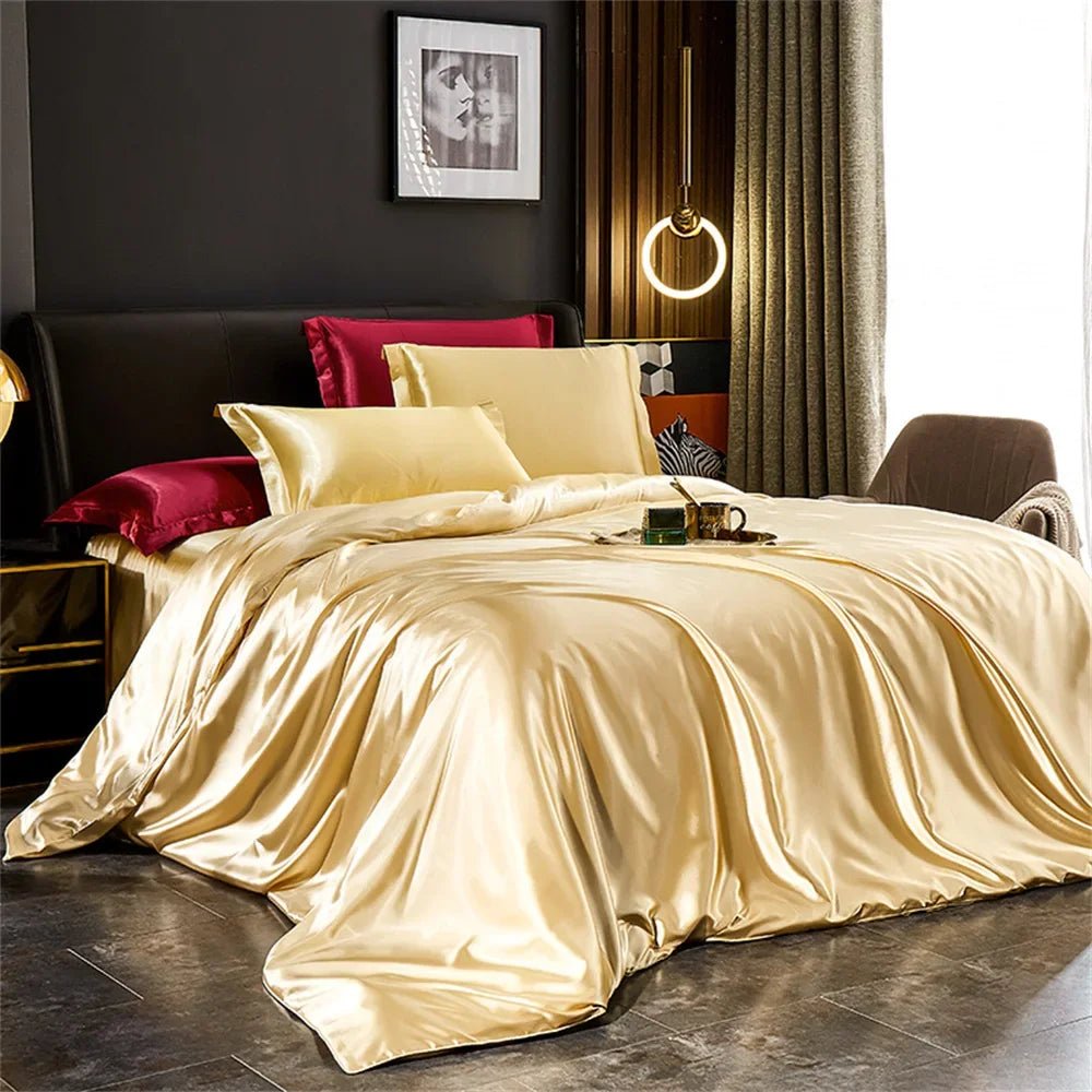Luxury Satin Bedding Set with Duvet Cover & Pillowcases - Nice Beds