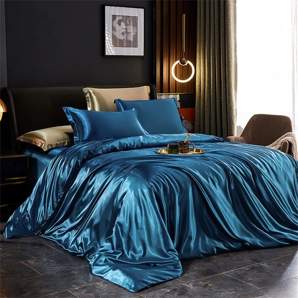 Luxury Satin Bedding Set with Duvet Cover & Pillowcases - Nice Beds