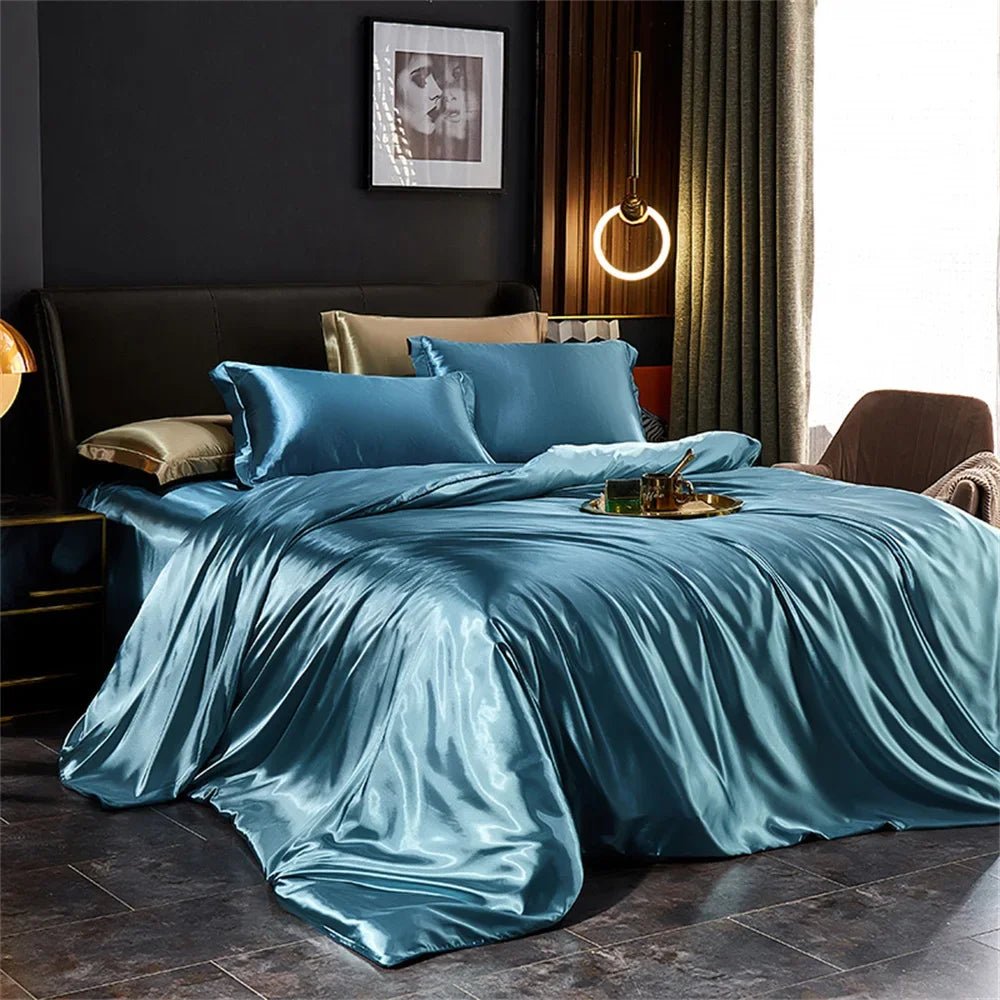 Luxury Satin Bedding Set with Duvet Cover & Pillowcases - Nice Beds
