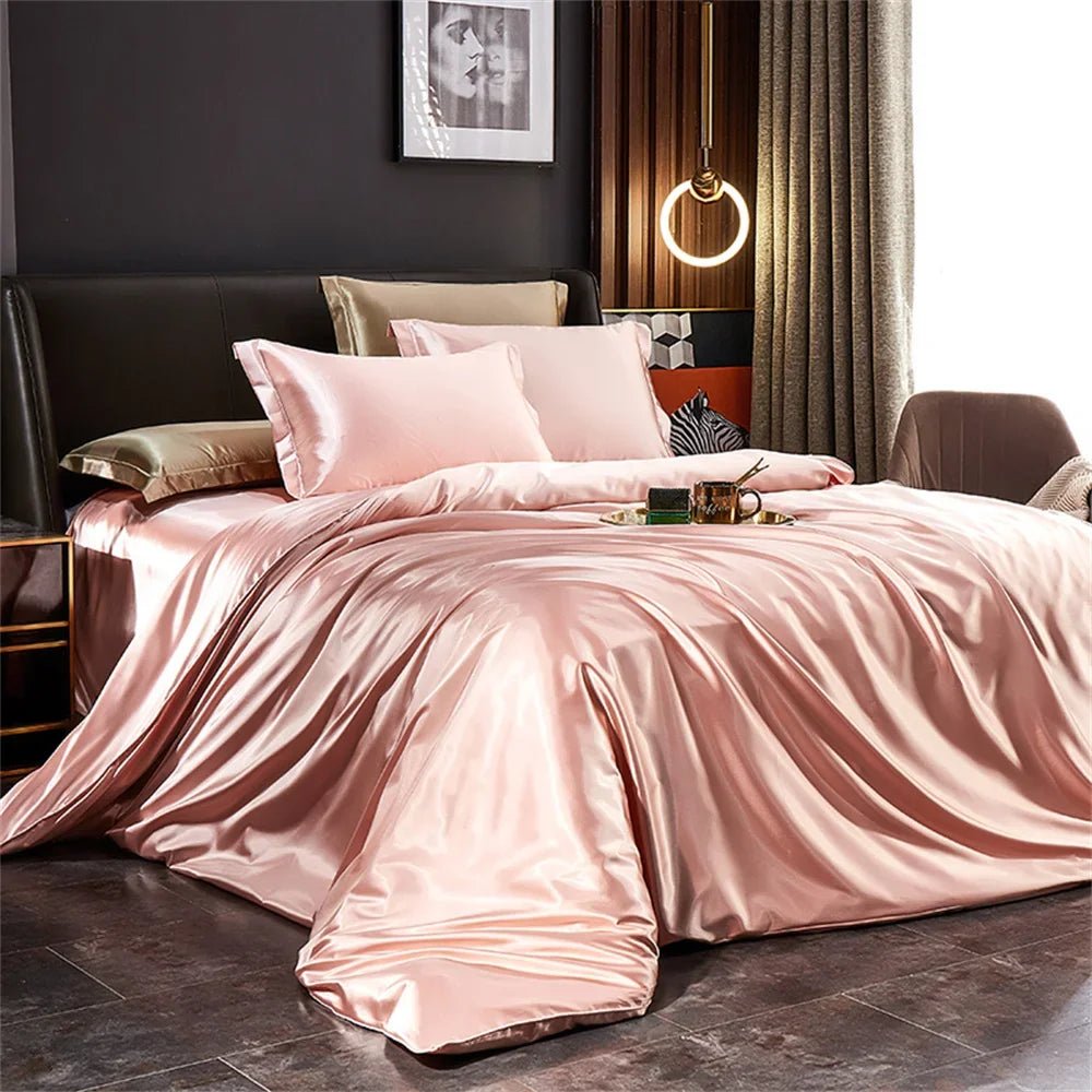 Luxury Satin Bedding Set with Duvet Cover & Pillowcases - Nice Beds