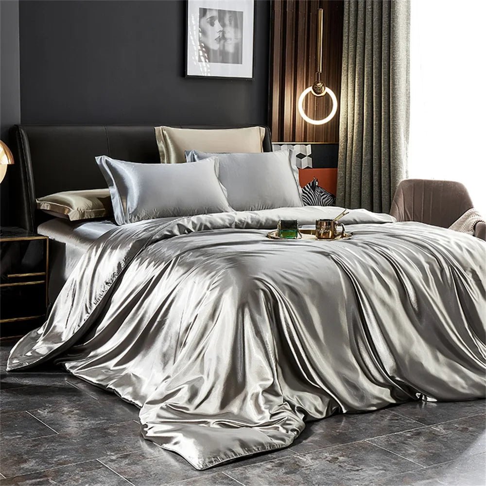 Luxury Satin Bedding Set with Duvet Cover & Pillowcases - Nice Beds