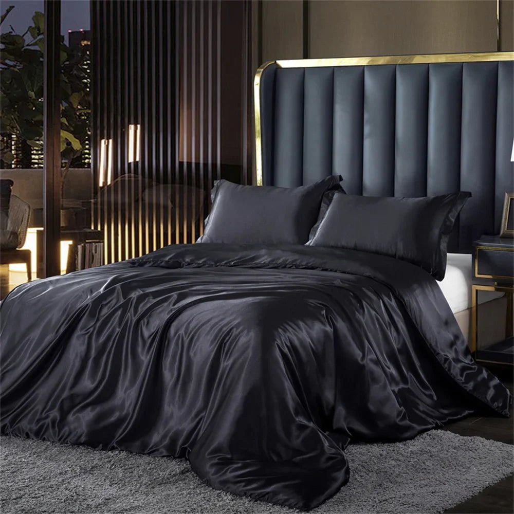 Luxury Satin Bedding Set with Duvet Cover & Pillowcases - Nice Beds