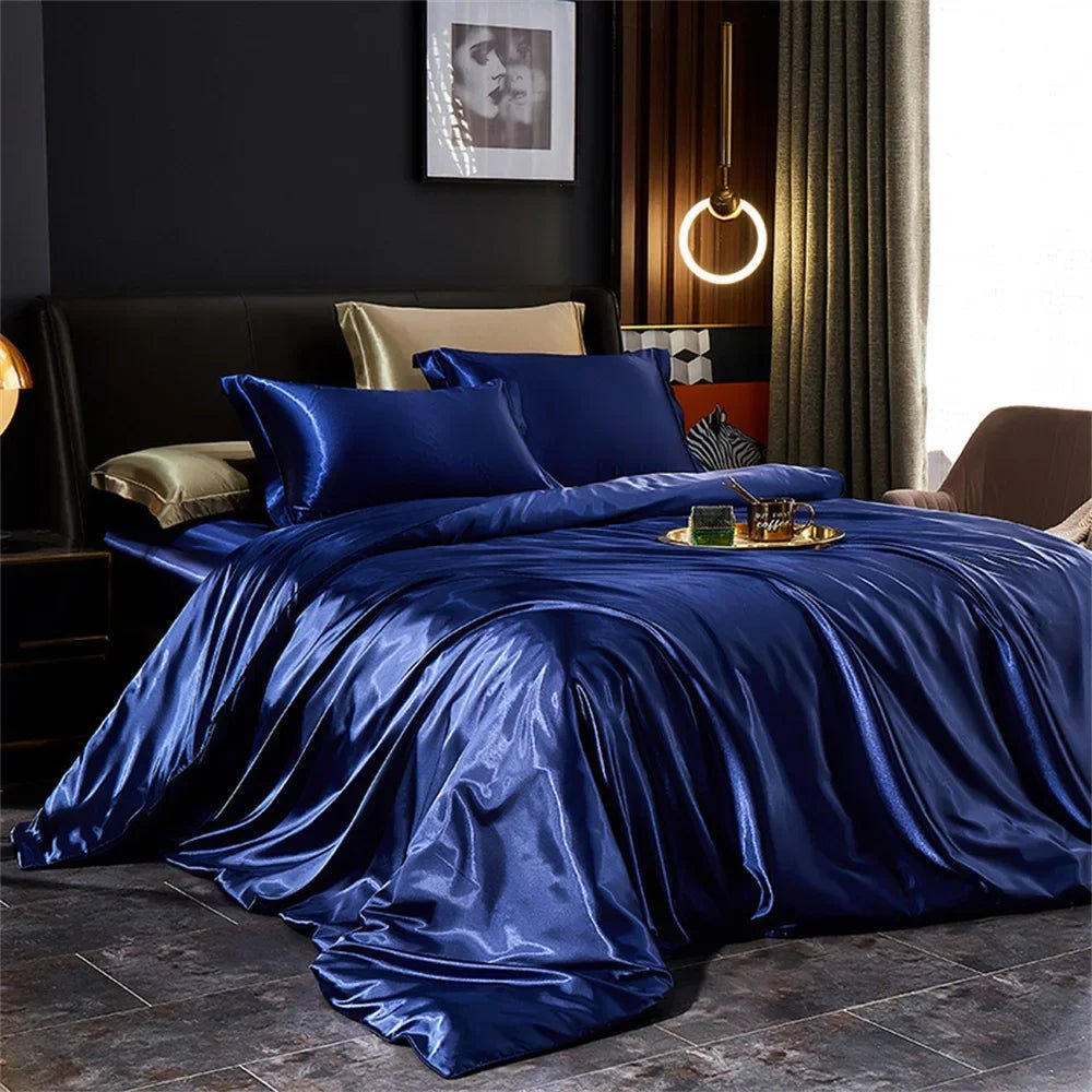 Luxury Satin Bedding Set with Duvet Cover & Pillowcases - Nice Beds