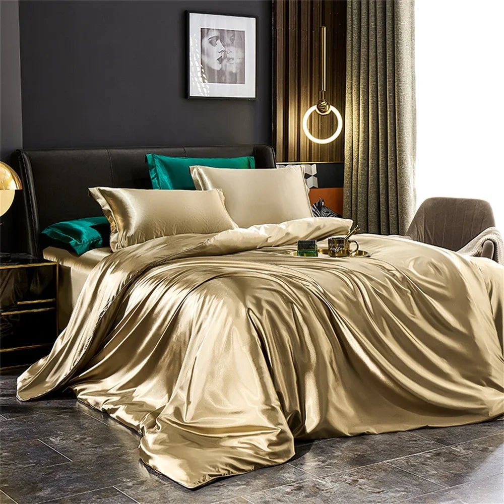 Luxury Satin Bedding Set with Duvet Cover & Pillowcases - Nice Beds