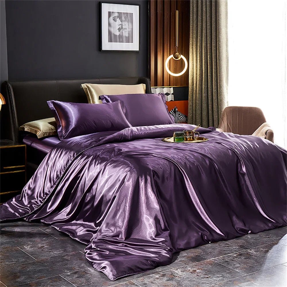 Luxury Satin Bedding Set with Duvet Cover & Pillowcases - Nice Beds