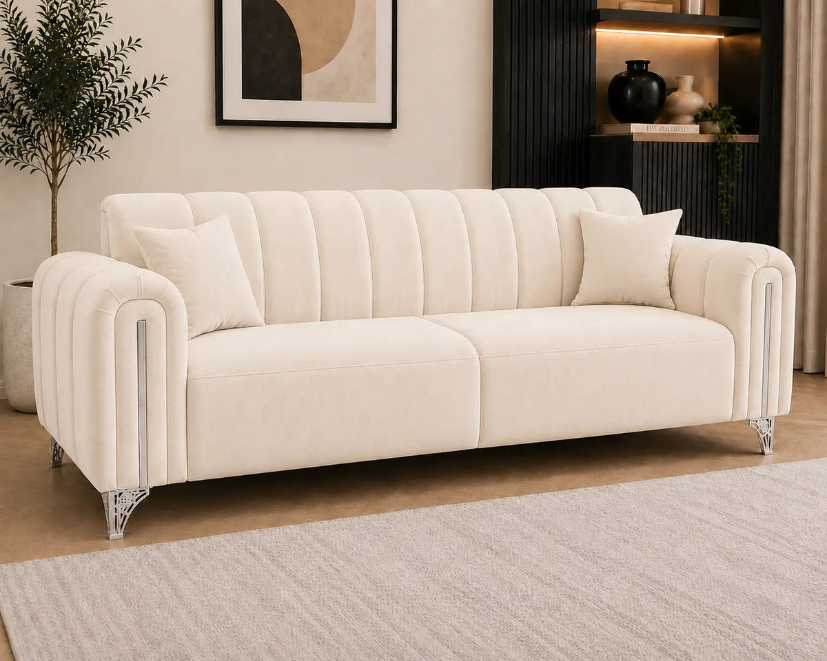 Valmere 3-Seater Plush Velvet Sofa - Nice Beds
