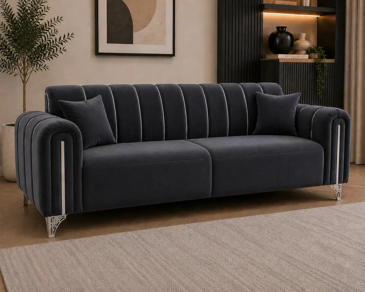 Valmere 3-Seater Plush Velvet Sofa - Nice Beds