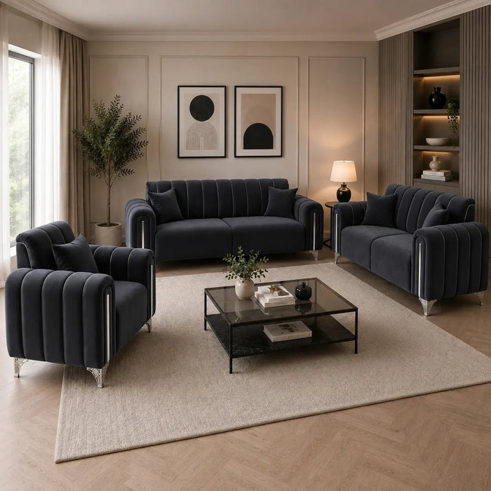 Valmere 3-Seater Plush Velvet Sofa - Nice Beds