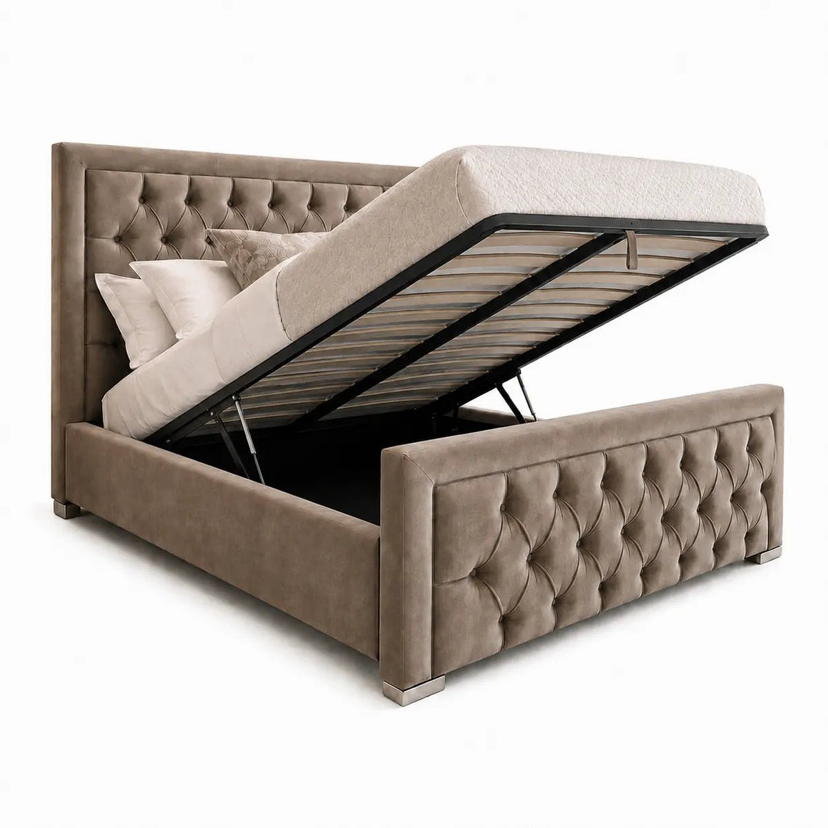 Velora Chesterfield Gas Lift Storage Bed - Nice Beds