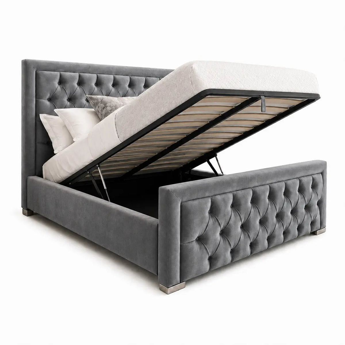 Velora Chesterfield Gas Lift Storage Bed - Nice Beds