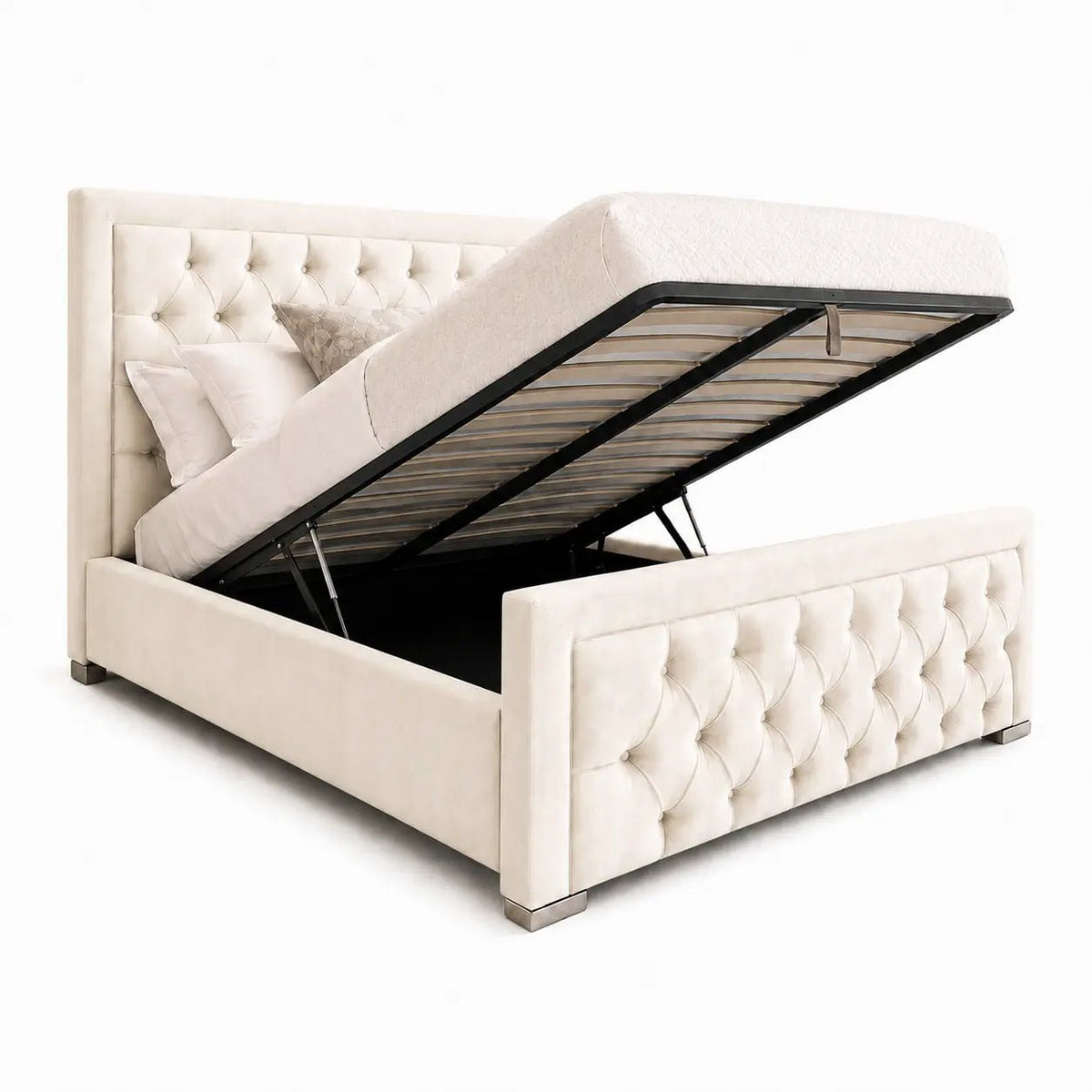 Velora Chesterfield Gas Lift Storage Bed - Nice Beds