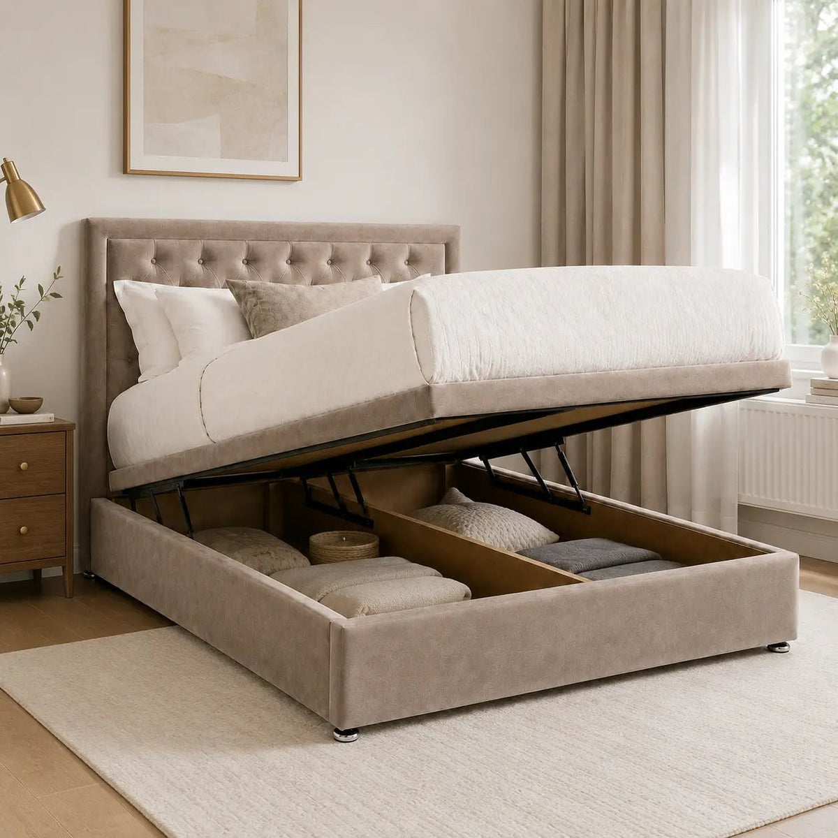 Velora Chesterfield Ottoman Storage Bed - Nice Beds